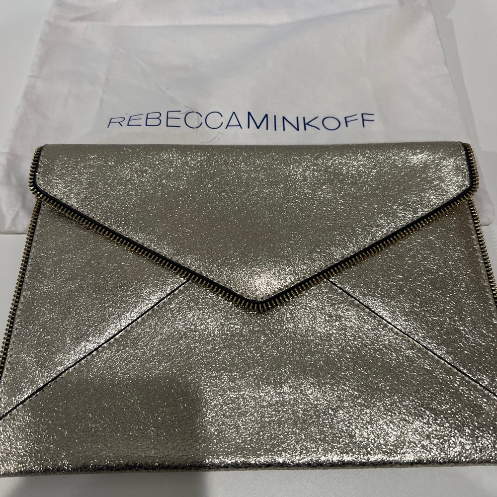Rebecca Minkoff Leo Metallic Leather Clutch Bag